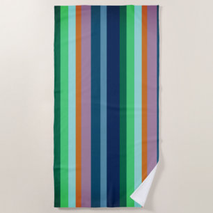Blue, green, Orange Stripes Beach Towel