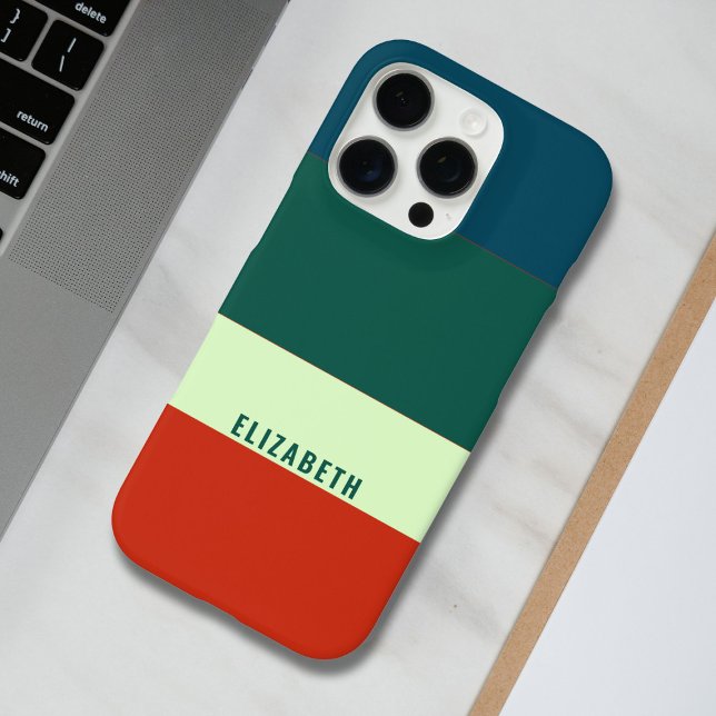 Blue, Green Orange Stripes Pattern Personalised Case-Mate iPhone Case (Creator Uploaded)