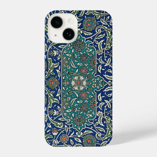 Blue Green Orange Teal Ornate Arabic Pattern iPhone 14 Case