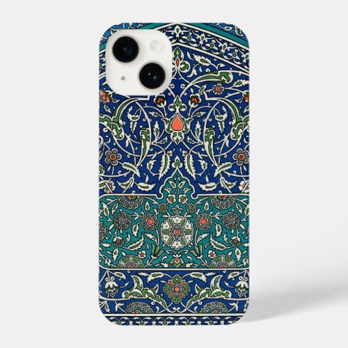 Blue Green Orange Teal Ornate Arabic Pattern iPhone 14 Case