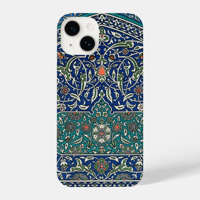 Blue Green Orange Teal Ornate Arabic Pattern iPhone Case (Back)
