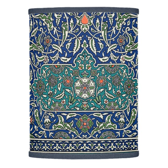 Blue Green Orange Teal Ornate Arabic Pattern Lamp Shade (Front)