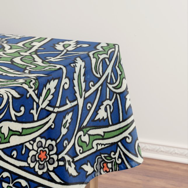 Blue Green Orange Teal Ornate Arabic Pattern Tablecloth (In Situ)