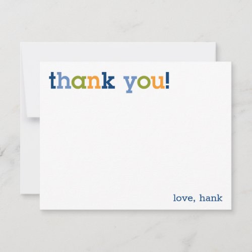 Blue Green  Orange Thank You Note Card