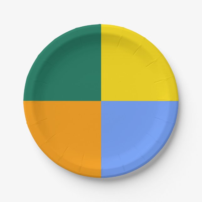 Blue Green Orange Yellow Paper Plates (Front)