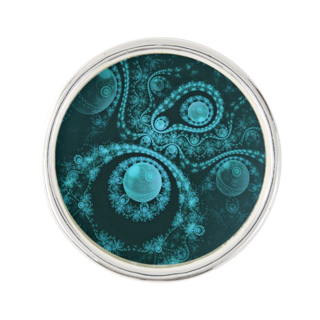 BLUE GREEN "OUT THERE IN SPACE" FRACTAL  PIN (Front)