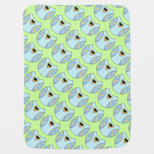 Blue Green Owl Unisex Stroller Blanket