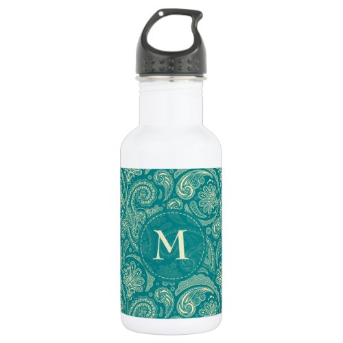 Blue Green Paisley Stainless Steel Water Bottle