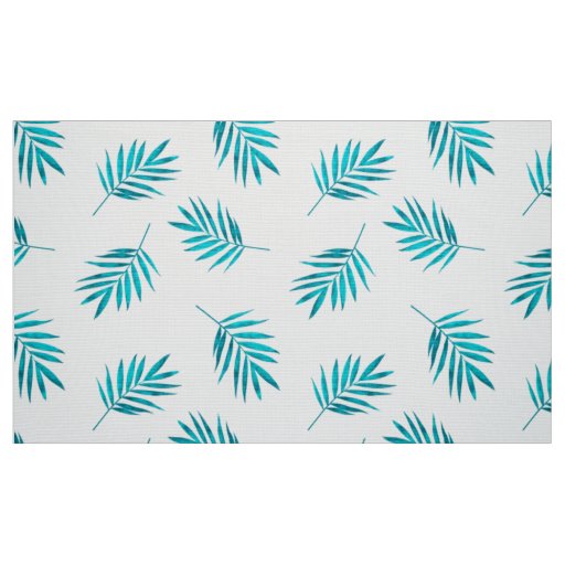 Blue-green palm leaves pattern fabric