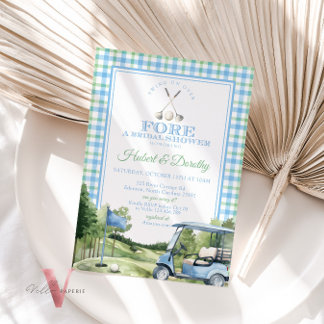Blue Green PAR-TEE Golf Bridal Shower Invitation 