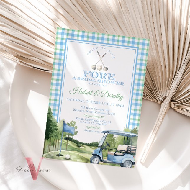 Blue Green PAR-TEE Golf Bridal Shower Invitation  (Creator Uploaded)