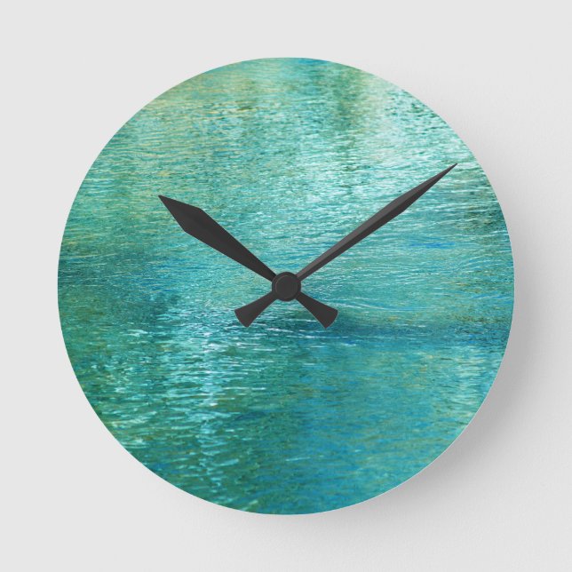 Blue Green Paradise Round Clock (Front)