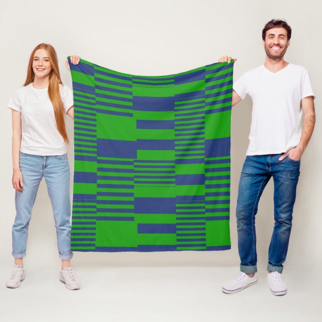Blue Green Patchwork Stripes Design  Fleece Blanket (In Situ)
