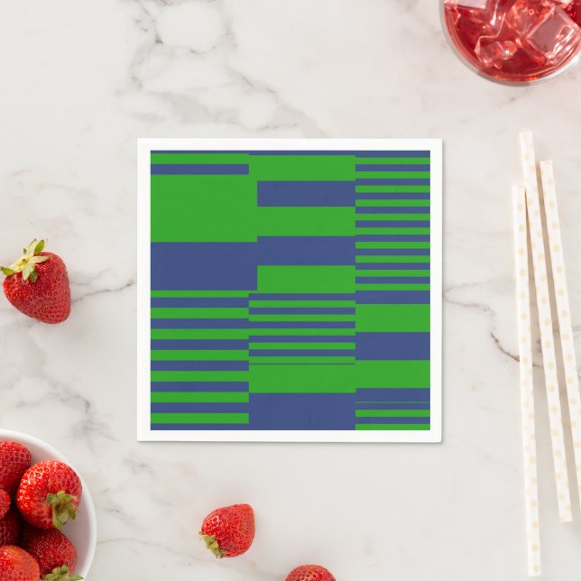 Blue Green Patchwork Stripes Design  Napkins (Insitu)
