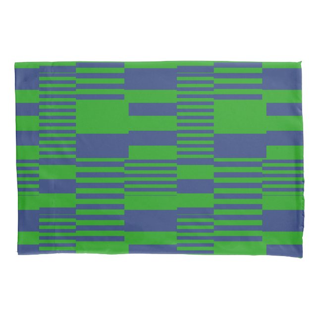 Blue Green Patchwork Stripes Design  Pillow Case (Front)