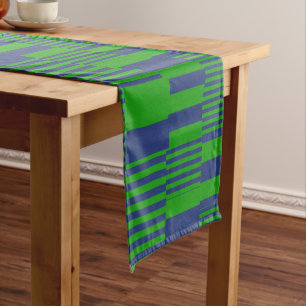 Blue Green Patchwork Stripes Design  Short Table Runner