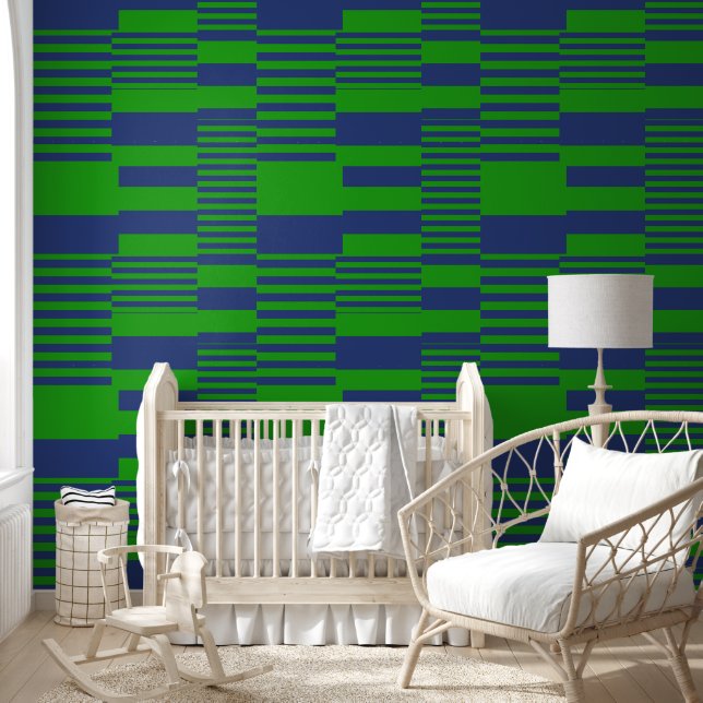 Blue Green Patchwork Stripes Design  Wallpaper (Kids)