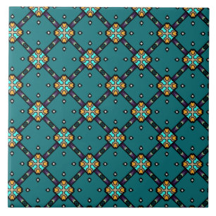 Blue & Green pattern #1 Ceramic Tile