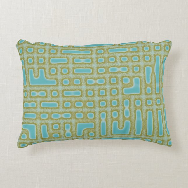 Blue Green Pattern Accent Pillow (Front)