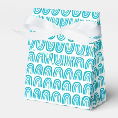Blue Green Pattern Rainbow Baby Shower Gift Favor Boxes