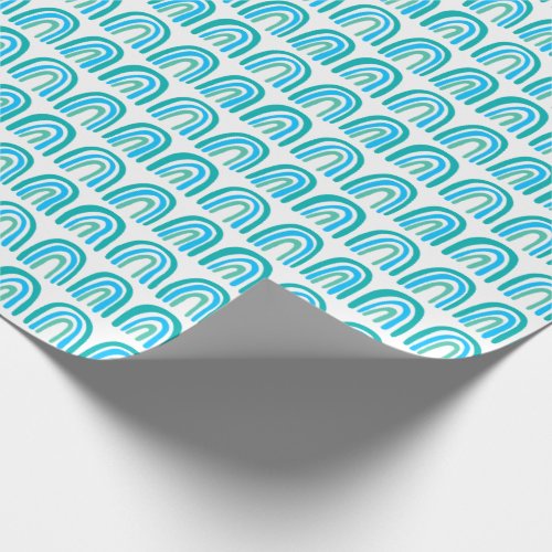 Blue Green Pattern Rainbow Gift Wrapping Paper