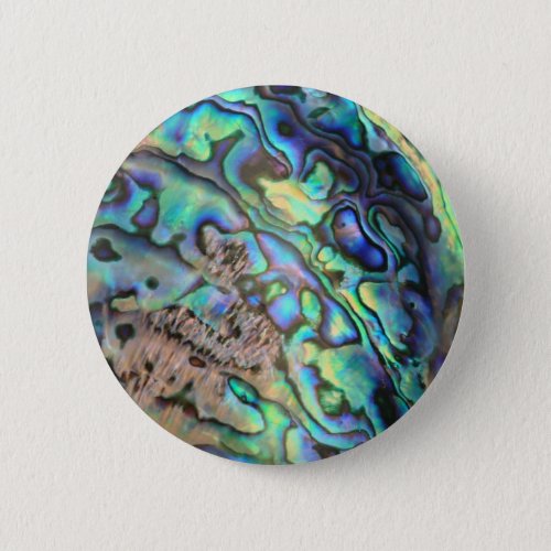 Blue green paua abalone shell detail pinback button