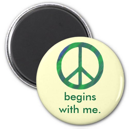 Blue Green Peace Sign Begins With Me Magnets