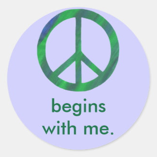 Blue Green Peace Sign, Begins With Me Stickers