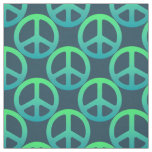 Blue Green Peace Sign Fabric