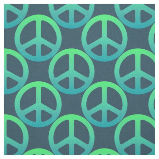 Blue Green Peace Sign Fabric