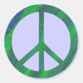 Blue Green Peace sign, peace stickers