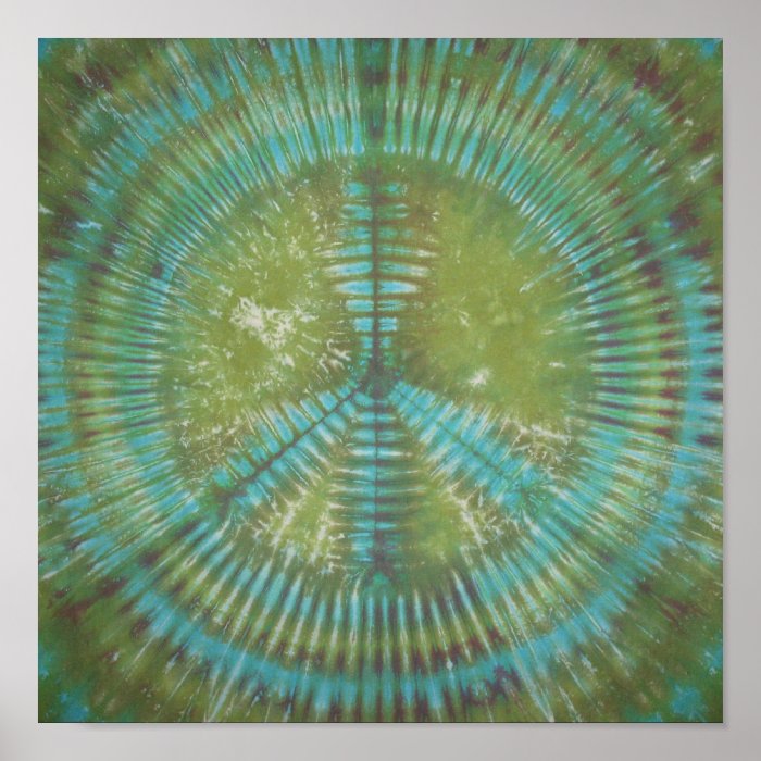 Blue Green Peace Sign Tie Dye Poster