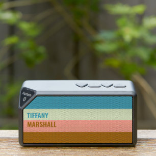 Blue Green Peach Pink and Brown Stripes Pattern  Bluetooth Speaker
