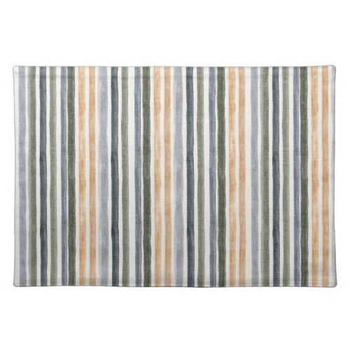 Blue Green Peach Stripes Cloth Placemat