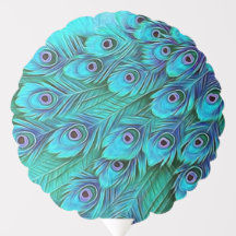 Blue Green Peacock Helium Balloon