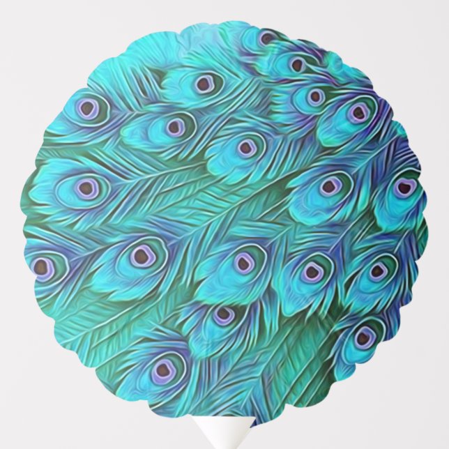 Blue Green Peacock Helium Balloon (Front)