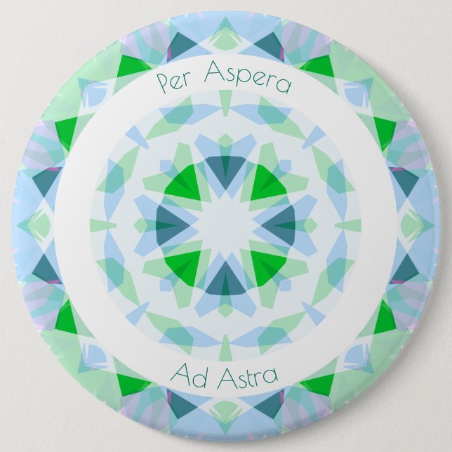 Blue Green Per Aspera Ad Astra Stars Motivational Button (Front)