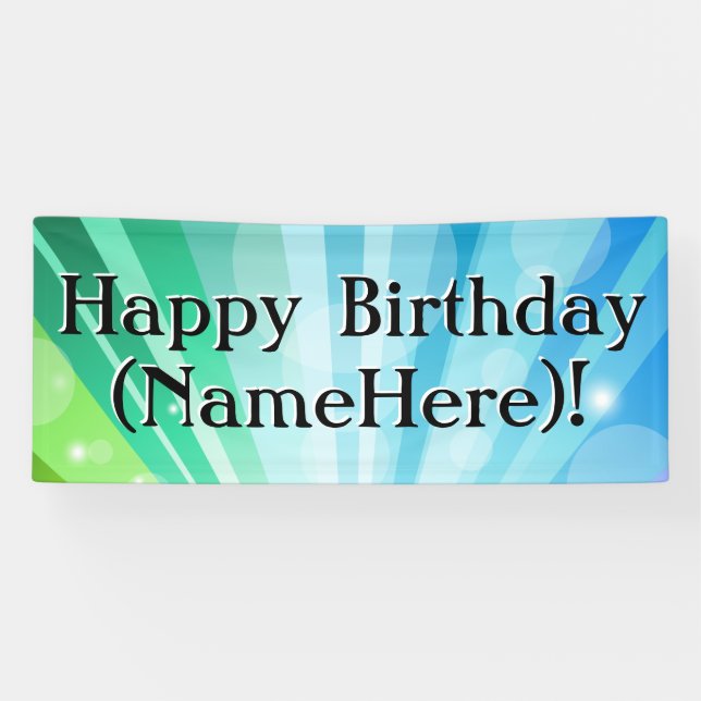 Blue/Green Personalized Birthday Party Banner (Horizontal)