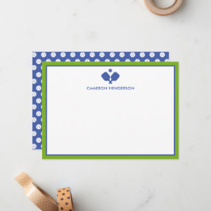 Blue Green Personalized Name Fun Pickleball Note Card