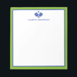 Blue Green Personalized Name Fun Pickleball  Notepad<br><div class="desc">A super fun notepad for pickleball lovers! Design features crossed pickleball paddles and your custom text. Add a name, monogram, club name, etc. Easily change the colors too. Makes a really thoughtful birthday, hostess or holiday gift for your tournament partner, coach or anyone who is in love with the awesome...</div>