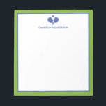 Blue Green Personalized Name Fun Pickleball  Notepad<br><div class="desc">A super fun notepad for pickleball lovers! Design features crossed pickleball paddles and your custom text. Add a name, monogram, club name, etc. Easily change the colors too. Makes a really thoughtful birthday, hostess or holiday gift for your tournament partner, coach or anyone who is in love with the awesome...</div>