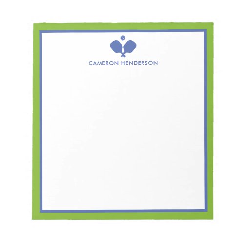 Blue Green Personalized Name Fun Pickleball  Notepad