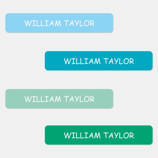 Blue & Green Personalized Name Kids' Labels (Group)