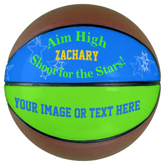 Blue Green Personalized Name Stars Basketball (Front)