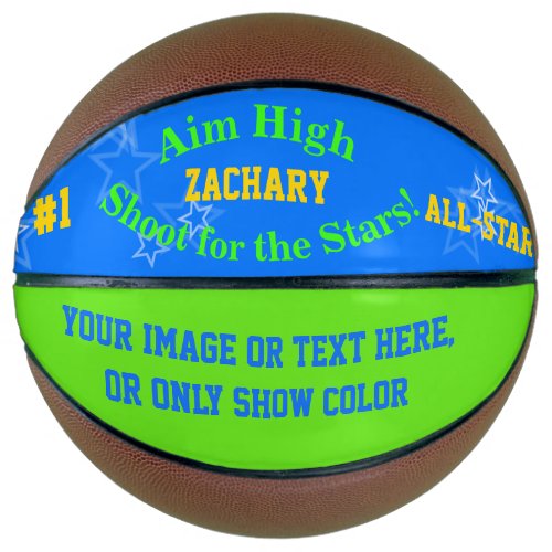 Blue Green Personalized Name Stars Basketball