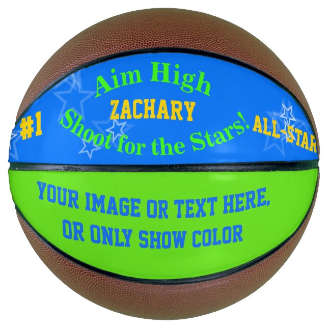 Blue Green Personalized Name Stars Basketball (Front)