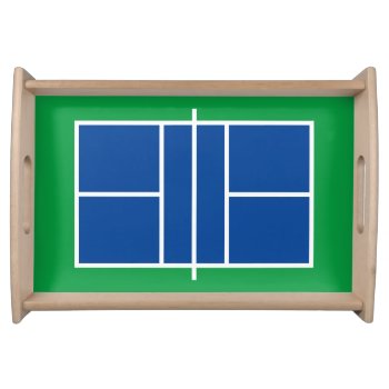Blue Green Pickleball Court Custom Serving Tray by imagewear at Zazzle