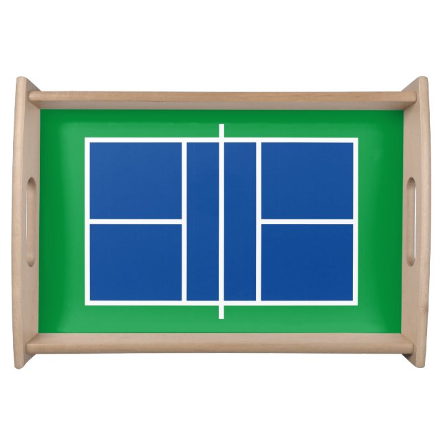 Blue green pickleball court custom serving tray (Front)