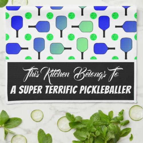 Blue  Green Pickleball Paddles Green Pickleballs Kitchen Towel