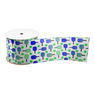 Blue & Green Pickleball Paddles Green Pickleballs Satin Ribbon